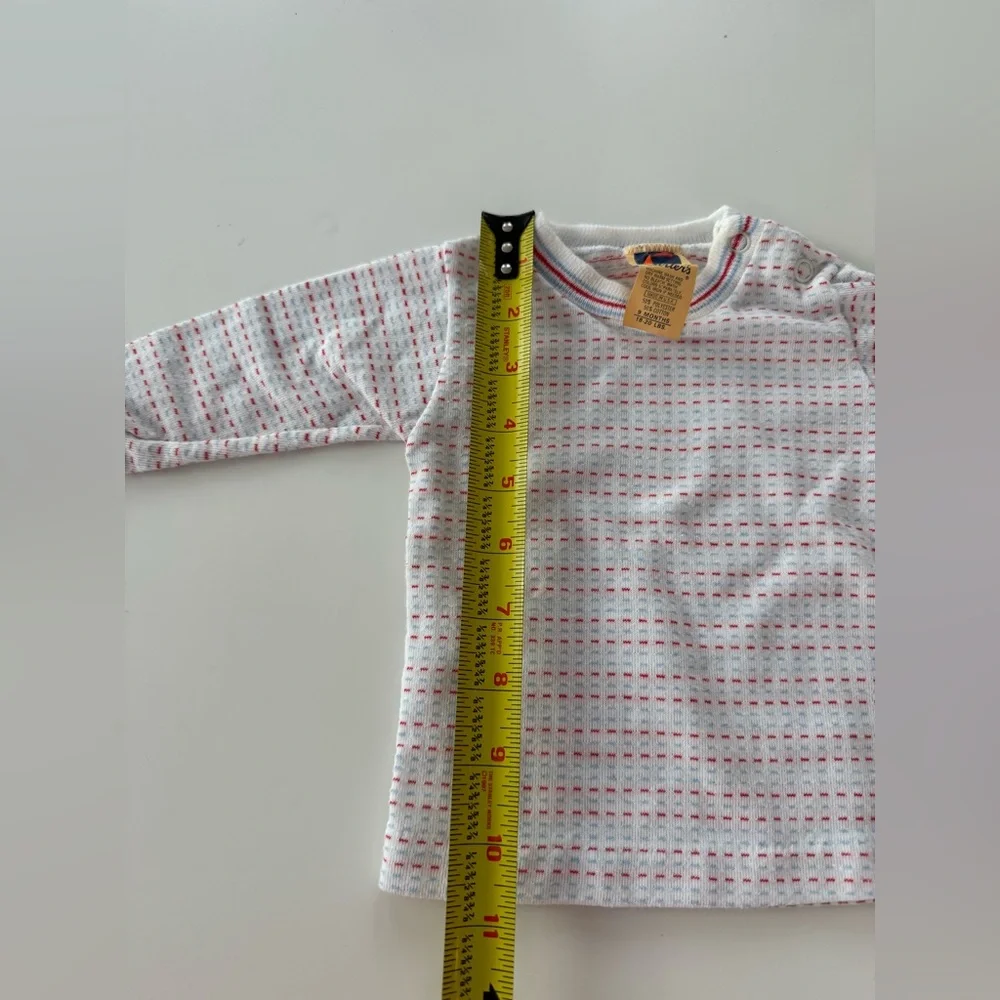 Vintage Carters Long Sleeve White Shirt with red and blue dots size 9 months